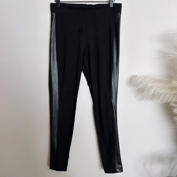 Old Navy Black 'Leather' Stripe Leggings - Picture 2 of 6